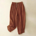 Trousers Women Relaxed Fit Tapered Leg Drawstring Linen - Evergreen Outfits - Women Pants