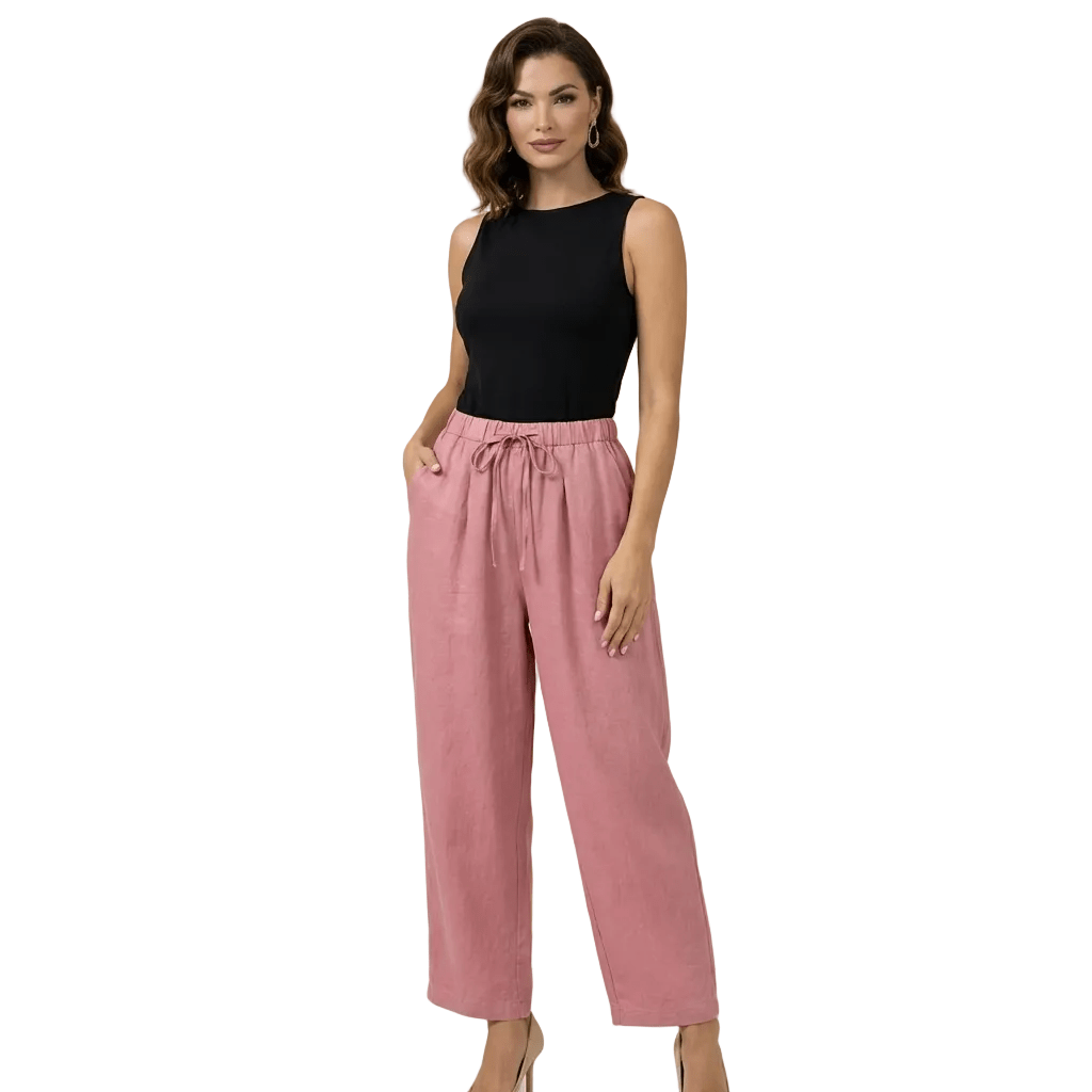 Trousers Women Wide Leg Drawstring Ankle Length Fit - Evergreen Outfits - Women Pants
