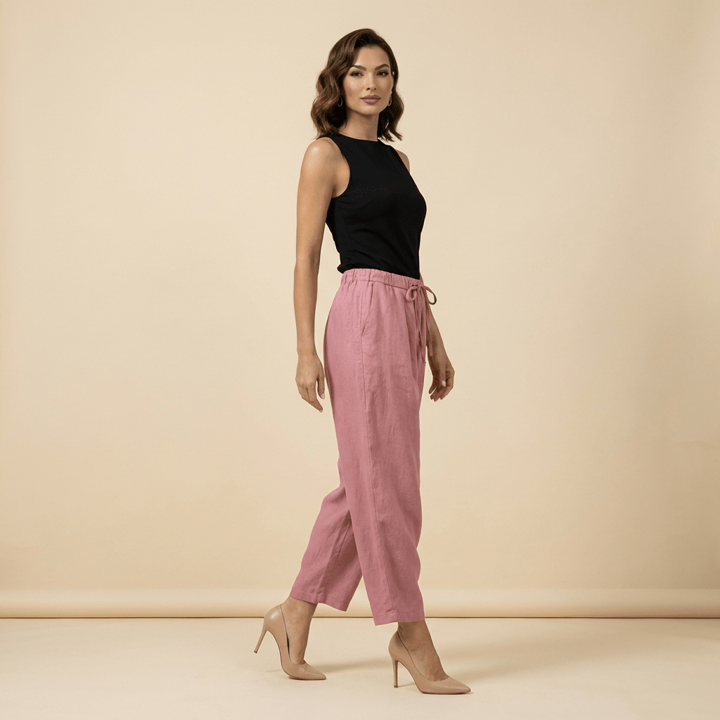 Trousers Women Wide Leg Drawstring Ankle Length Fit - Evergreen Outfits - Women Pants