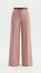 Trousers Women Wide Leg Fit Front Pleated Belted Waist - Evergreen Outfits - Women Pants