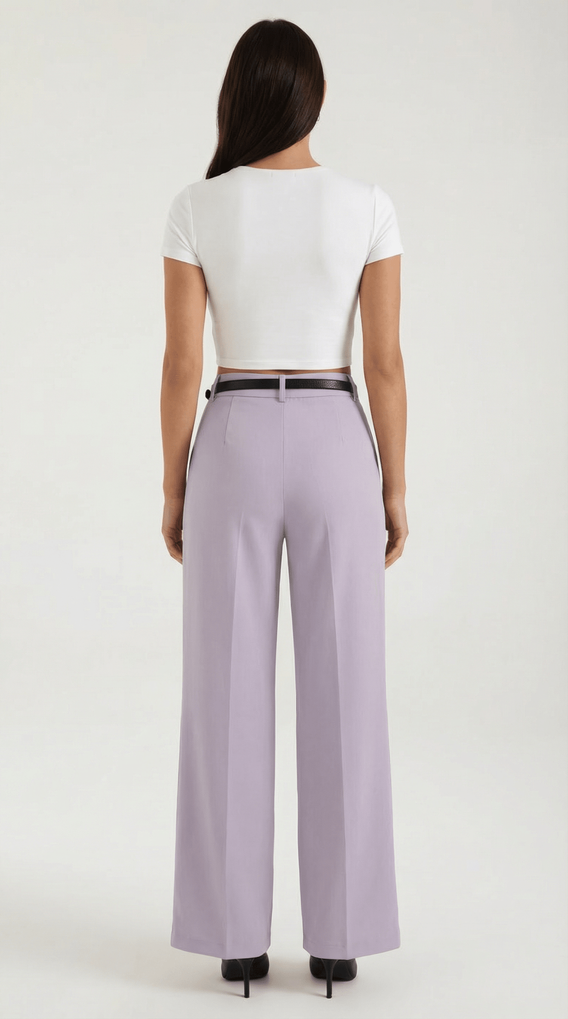 Trousers Women Wide Leg Fit Front Pleated Belted Waist - Evergreen Outfits - Women Pants