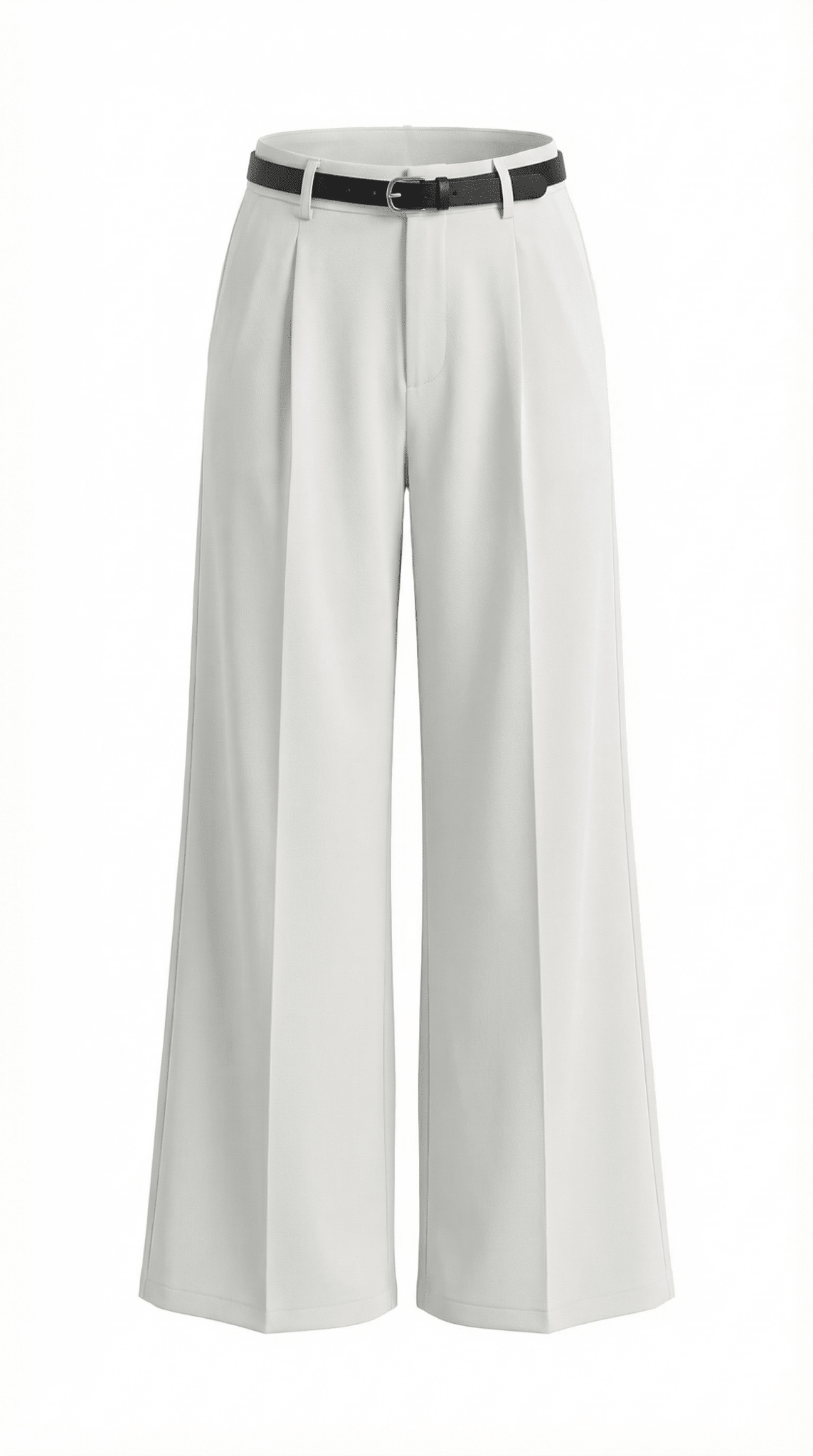 Trousers Women Wide Leg Fit Front Pleated Belted Waist - Evergreen Outfits - Women Pants