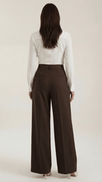 Trousers Women Wide Leg High Rise Front Pleated Detail - Evergreen Outfits - Women Pants