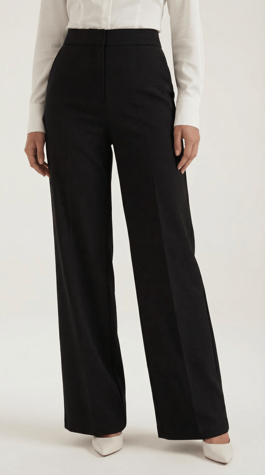 Trousers Women Wide Leg High Rise Front Pleated Detail - Evergreen Outfits - Women Pants