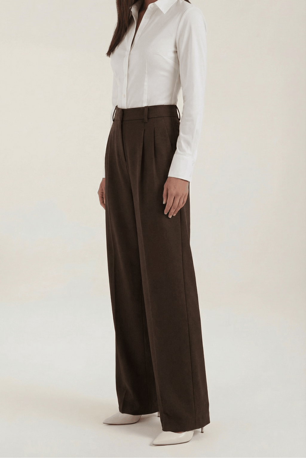 Trousers Women Wide Leg High Rise Front Pleated Detail - Evergreen Outfits - Women Pants