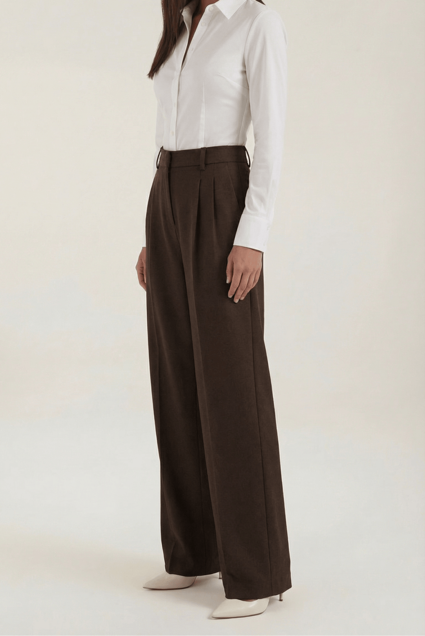 Trousers Women Wide Leg High Rise Front Pleated Detail - Evergreen Outfits - Women Pants