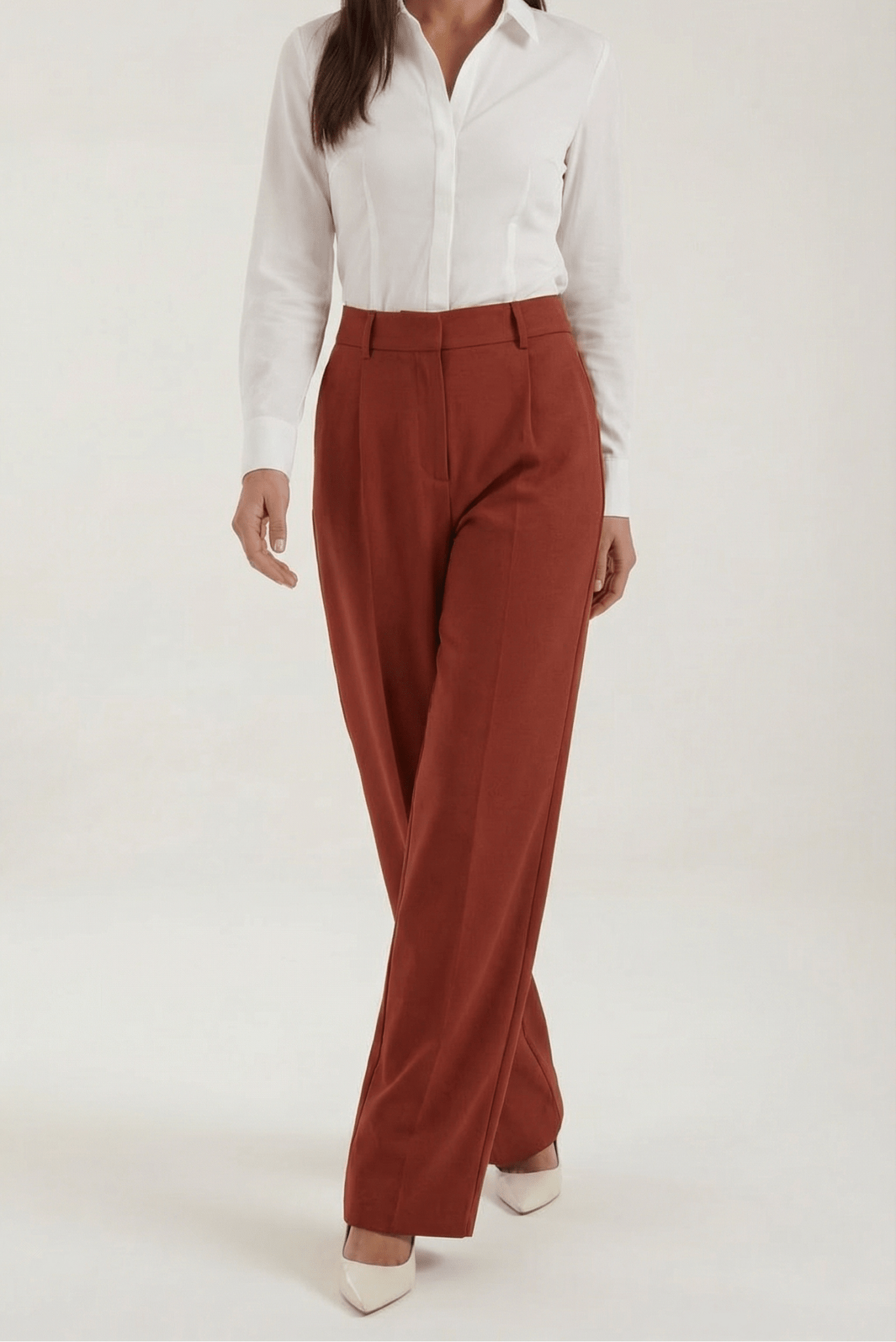 Trousers Women Wide Leg High Rise Front Pleated Detail - Evergreen Outfits - Women Pants