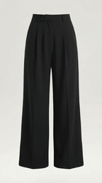 Trousers Women Wide Leg High Rise Front Pleated Detail - Evergreen Outfits - Women Pants