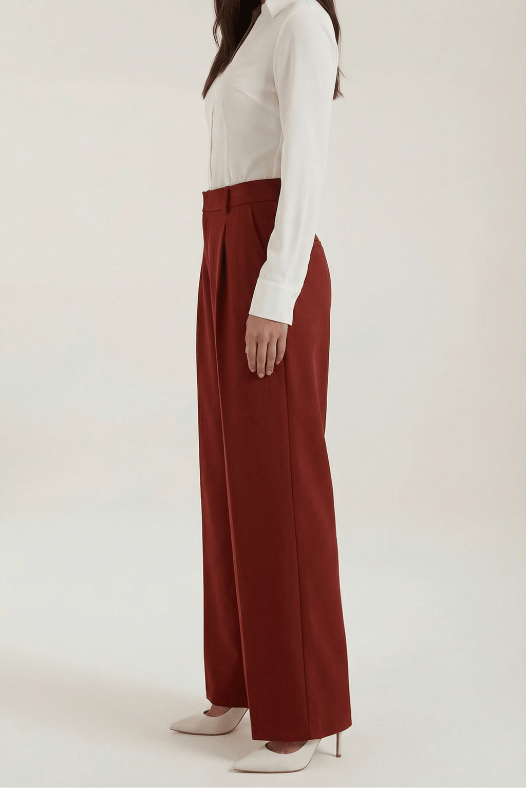 Trousers Women Wide Leg High Rise Front Pleated Detail - Evergreen Outfits - Women Pants