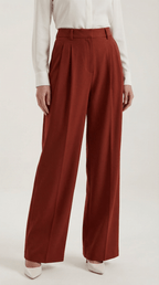 Trousers Women Wide Leg High Rise Front Pleated Detail - Evergreen Outfits - Women Pants