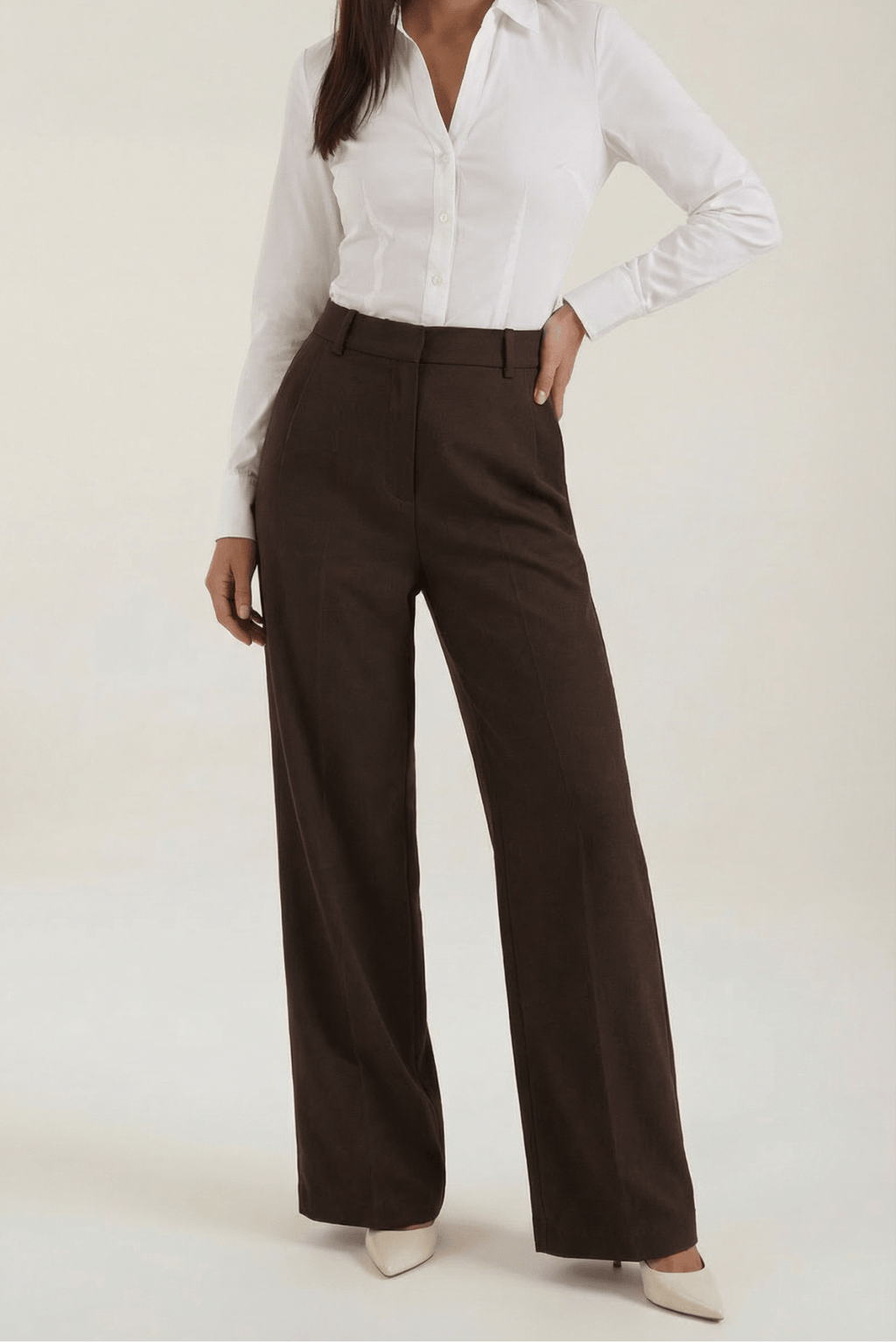 Trousers Women Wide Leg High Rise Front Pleated Detail - Evergreen Outfits - Women Pants