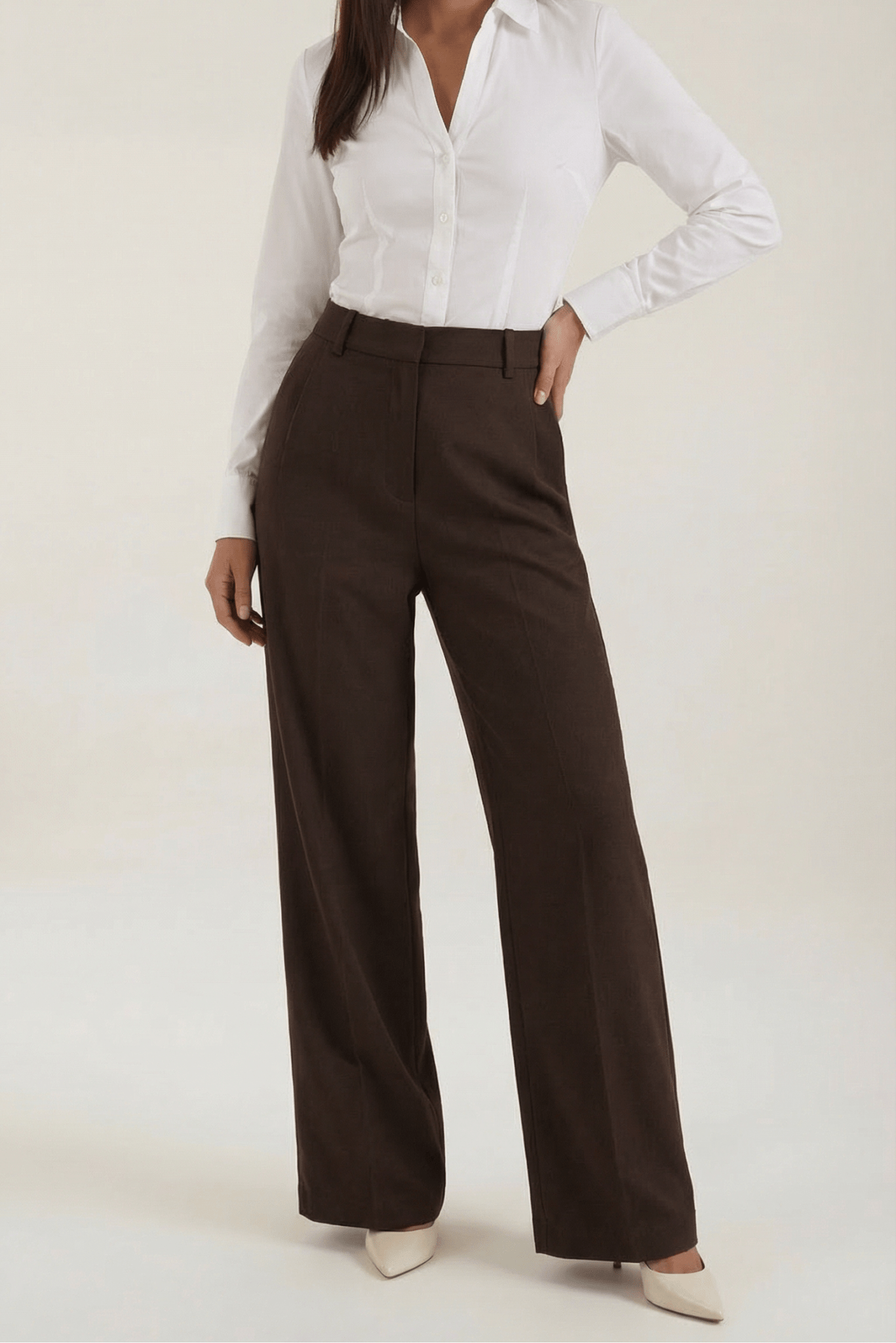 Trousers Women Wide Leg High Rise Front Pleated Detail - Evergreen Outfits - Women Pants