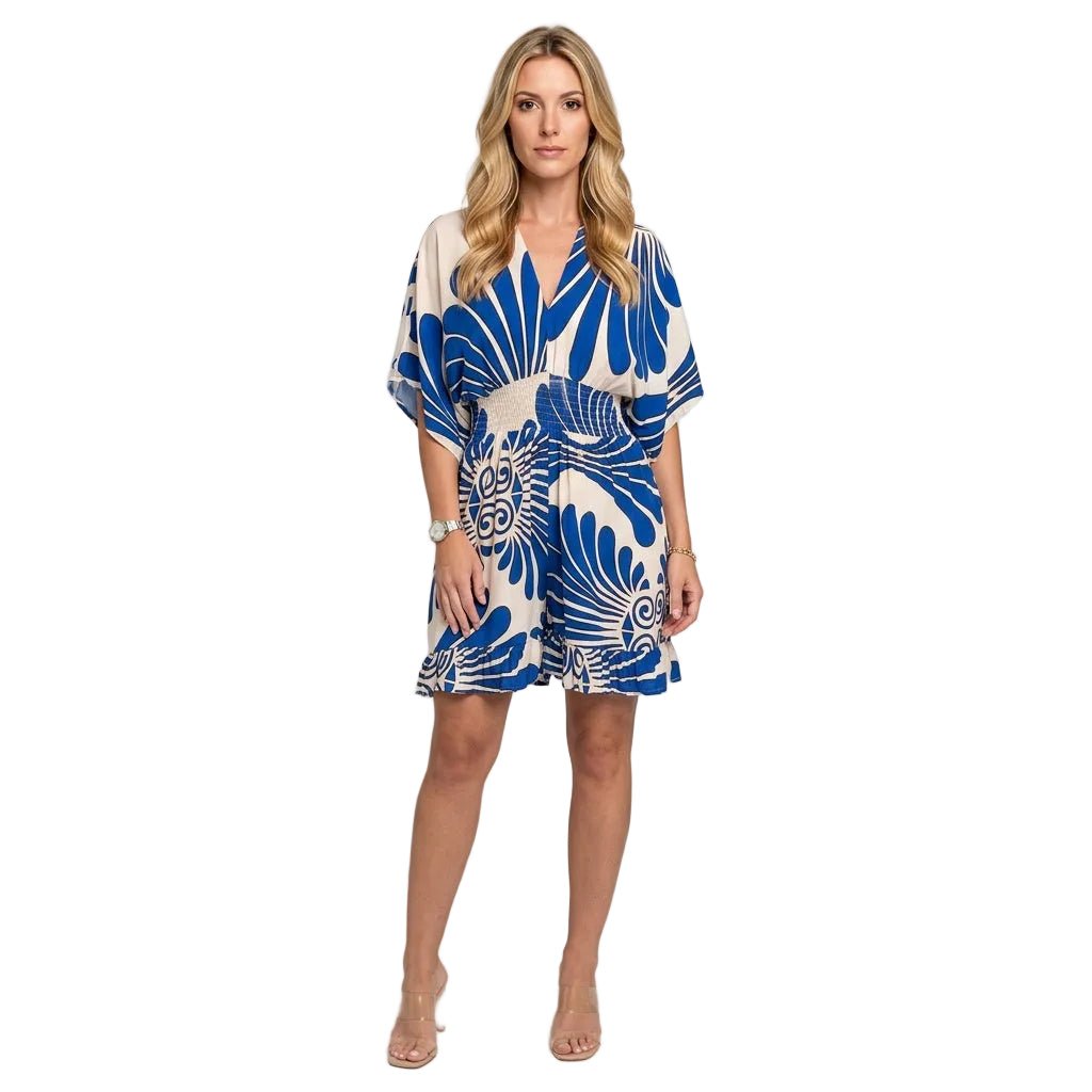 Tunic Dress Women Loose Fit Tunic Length Printed Design - Evergreen Outfits - Women Midi Dress