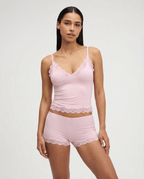Two Piece Set Women Fitted Lace Trim Adjustable Straps - Evergreen Outfits - Women Sleepwear