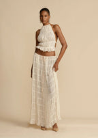 Two Piece Set Women Halter Neck Sleeveless Maxi Skirt - Evergreen Outfits - Women Set