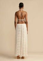 Two Piece Set Women Halter Neck Sleeveless Maxi Skirt - Evergreen Outfits - Women Set