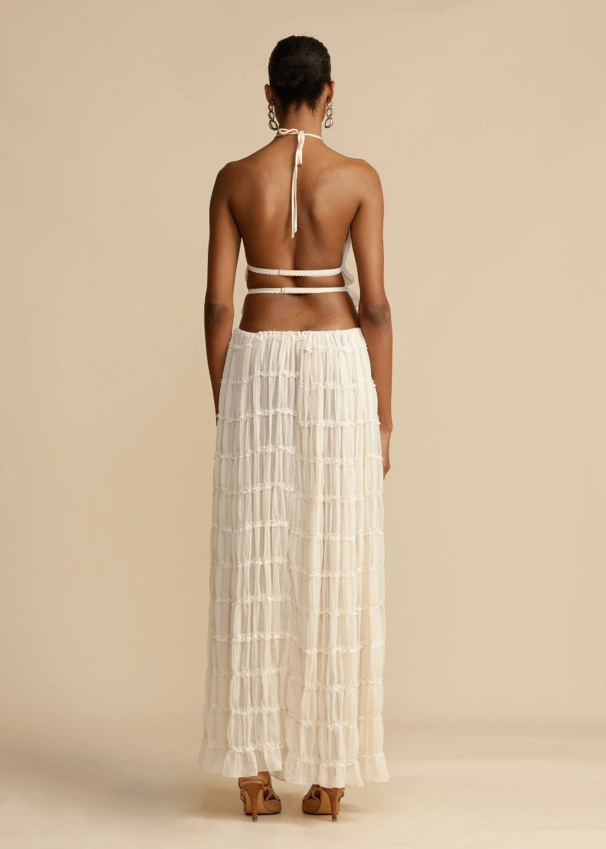 Two Piece Set Women Halter Neck Sleeveless Maxi Skirt - Evergreen Outfits - Women Set