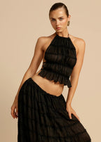 Two Piece Set Women Halter Neck Sleeveless Maxi Skirt - Evergreen Outfits - Women Set