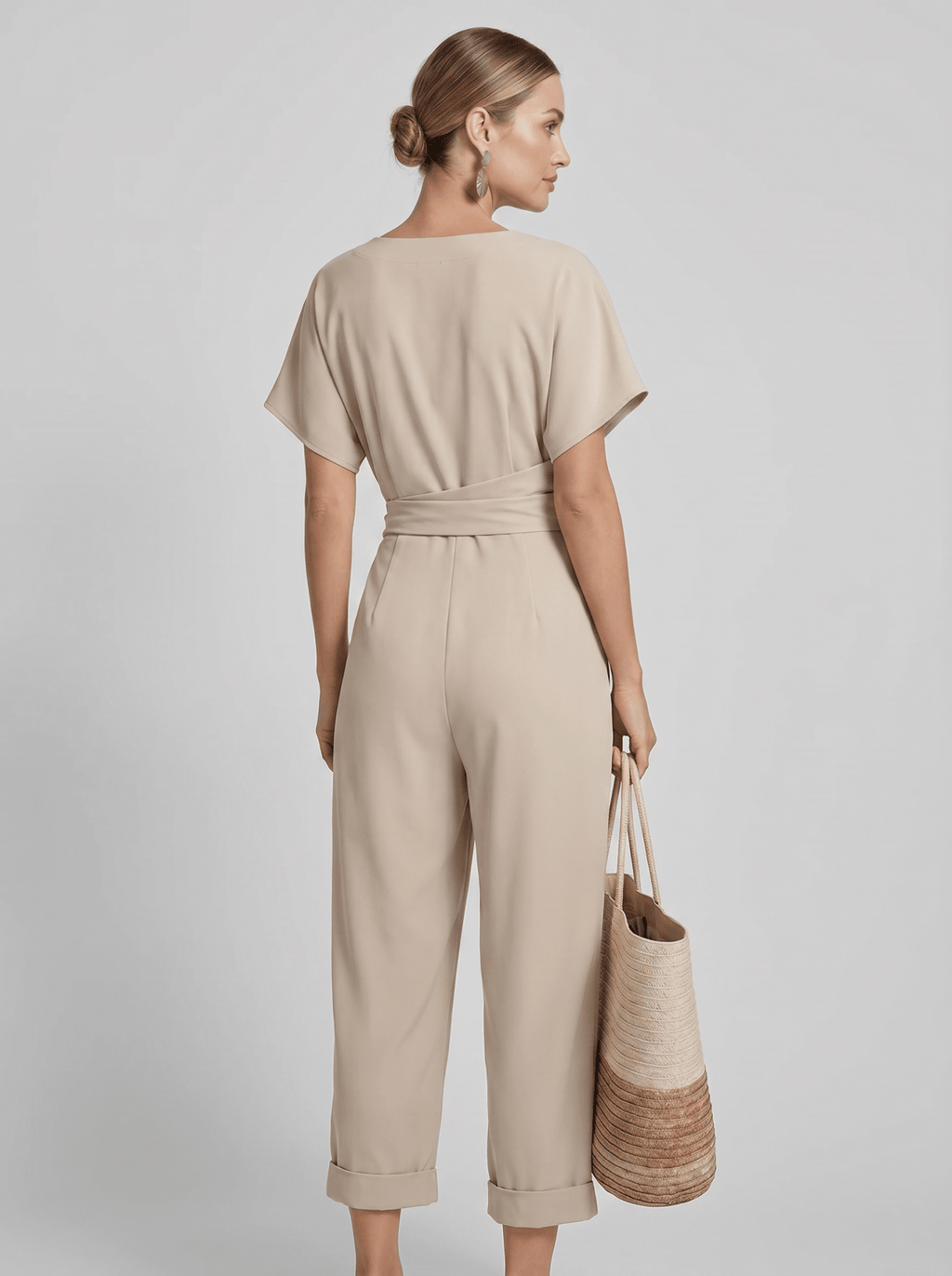 Two Piece Set Women Long Sleeve Top Wide Leg Trousers - Evergreen Outfits - Women Set