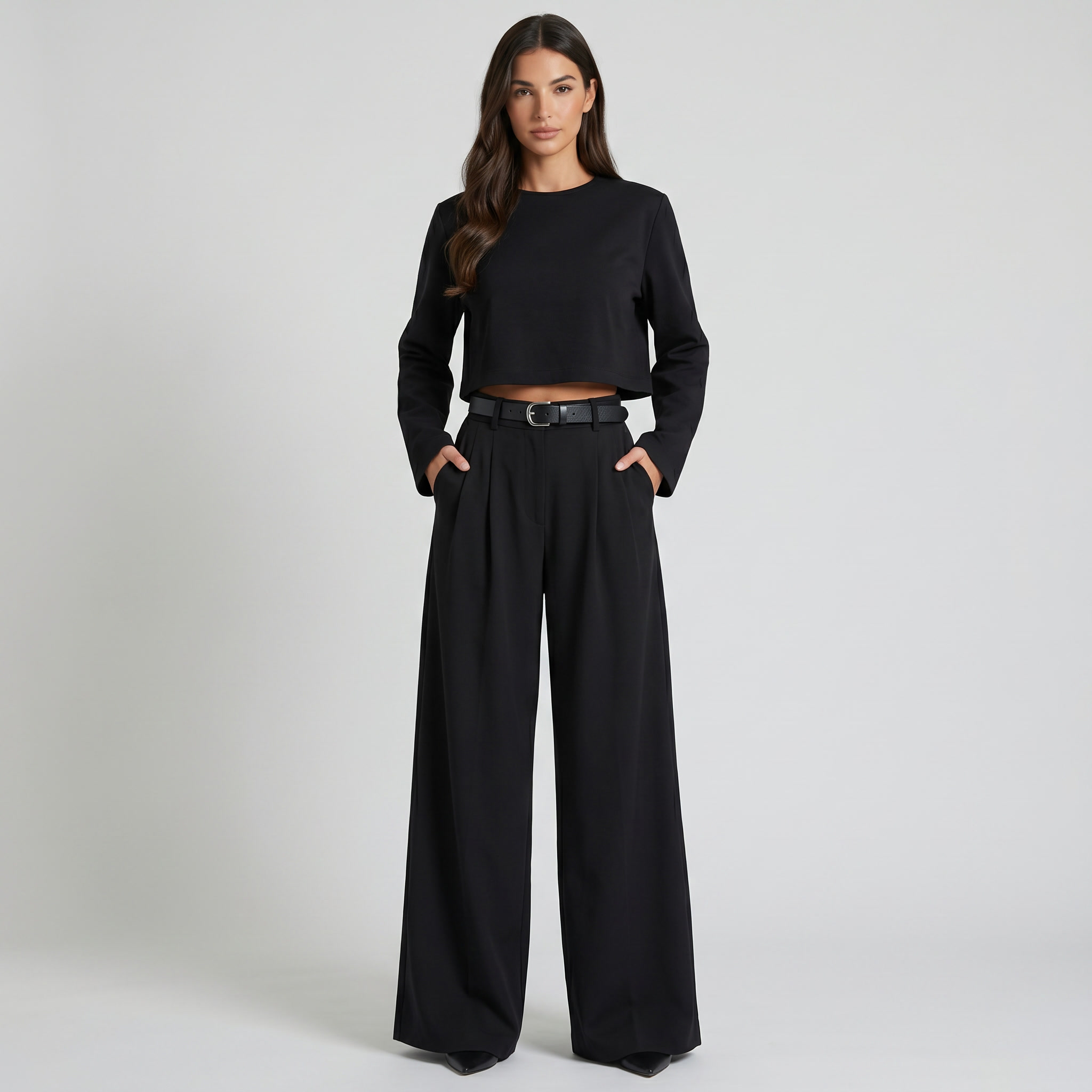Two Piece Set Women Relaxed Fit Long Sleeve Round Neck - Evergreen Outfits - Women Set