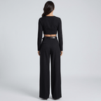 Two Piece Set Women Relaxed Fit Long Sleeve Round Neck - Evergreen Outfits - Women Set