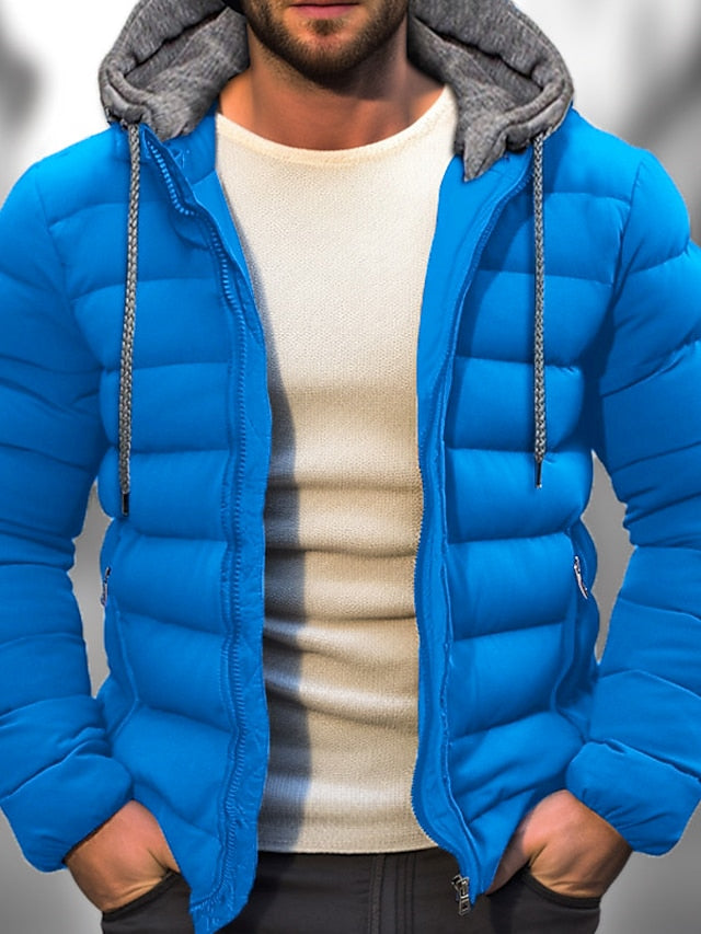 Men Jacket | Hooded Zip Front with Adjustable Drawstring