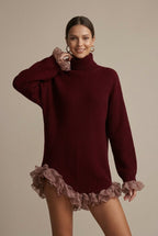 Women Dress | Oversized Rib-Knit Mini with Turtleneck