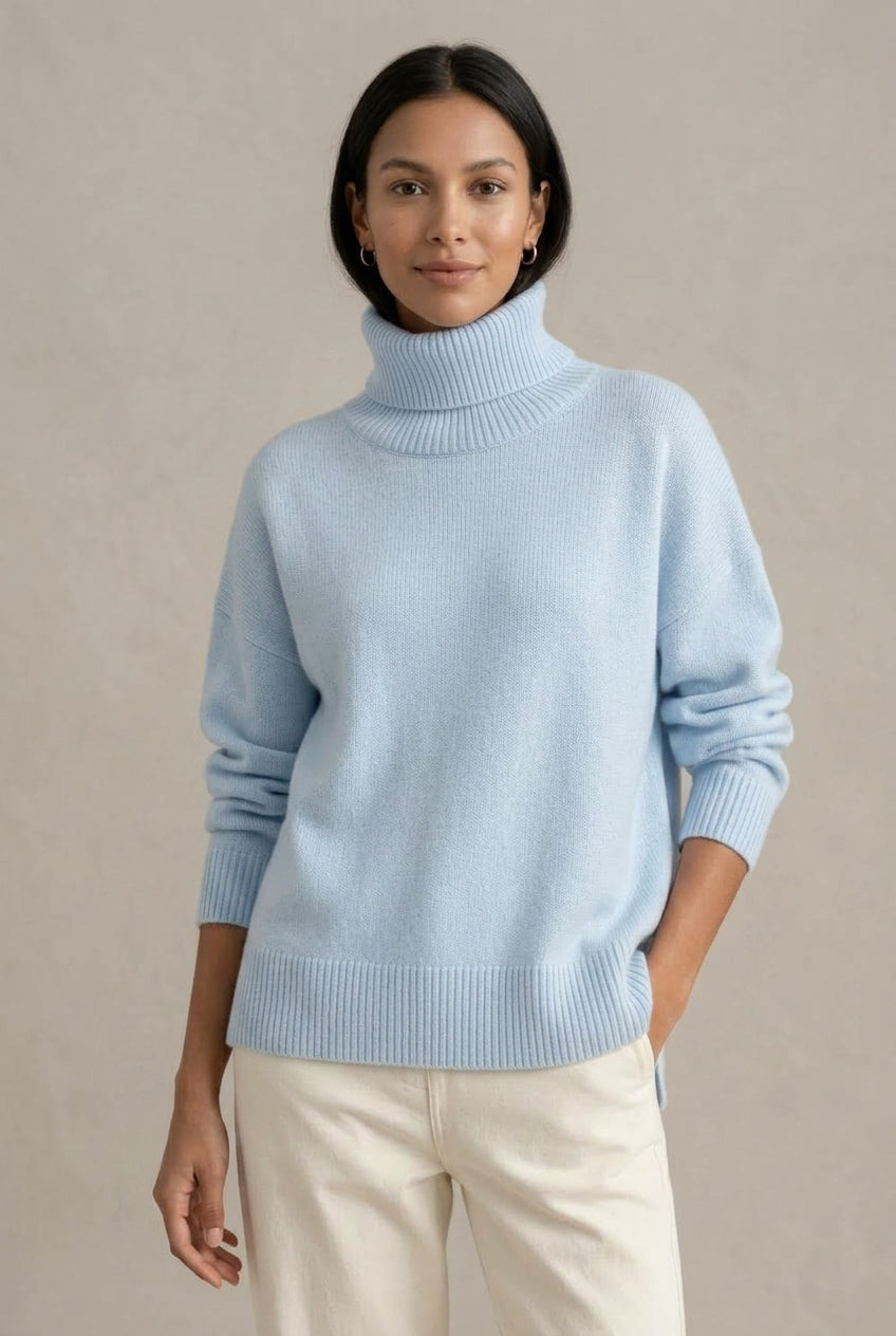 Women Sweater | Oversized Turtleneck with Ribbed Cuffs and Hem