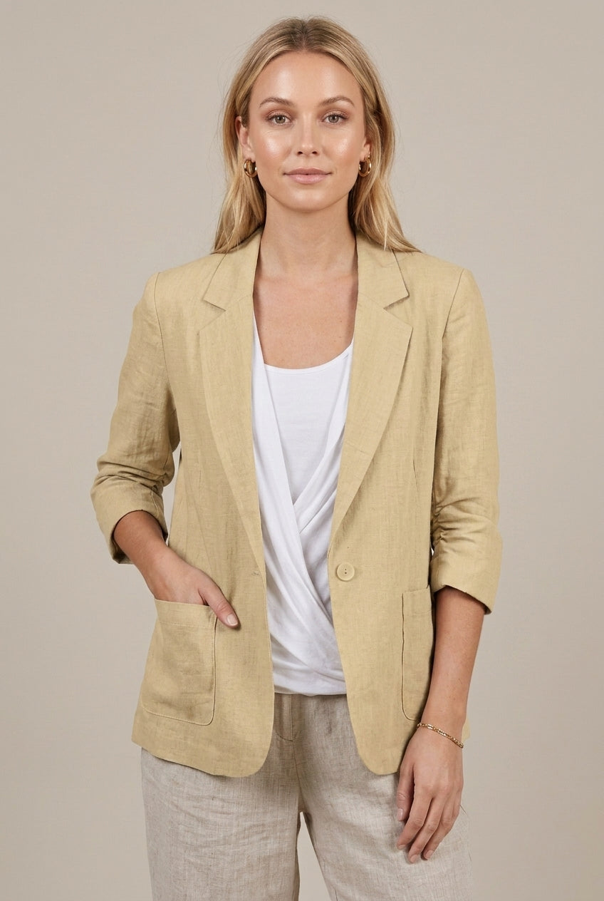 Women Blazer | Relaxed Fit with Notch Lapel and Button