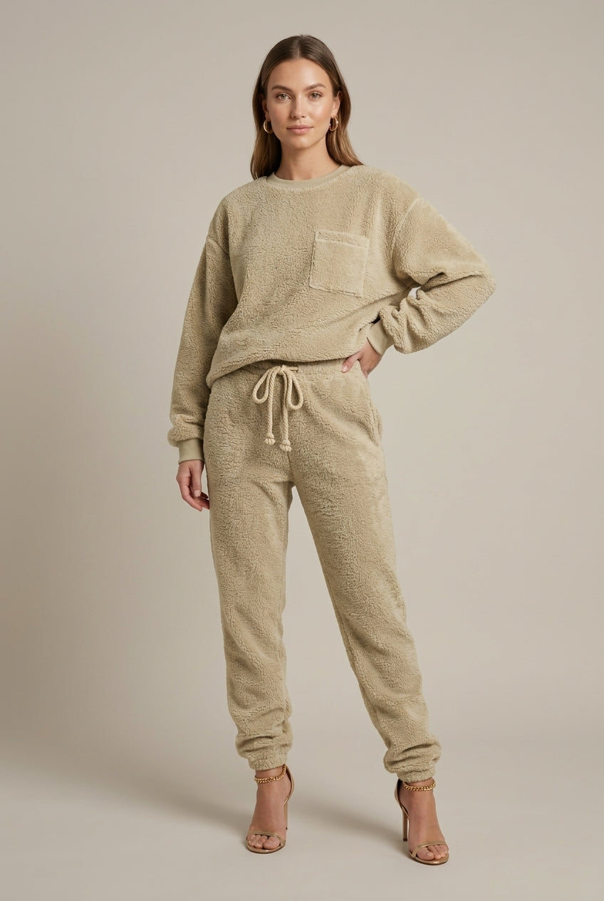 Women Set | Crew Neck Sweatshirt and Drawstring Joggers