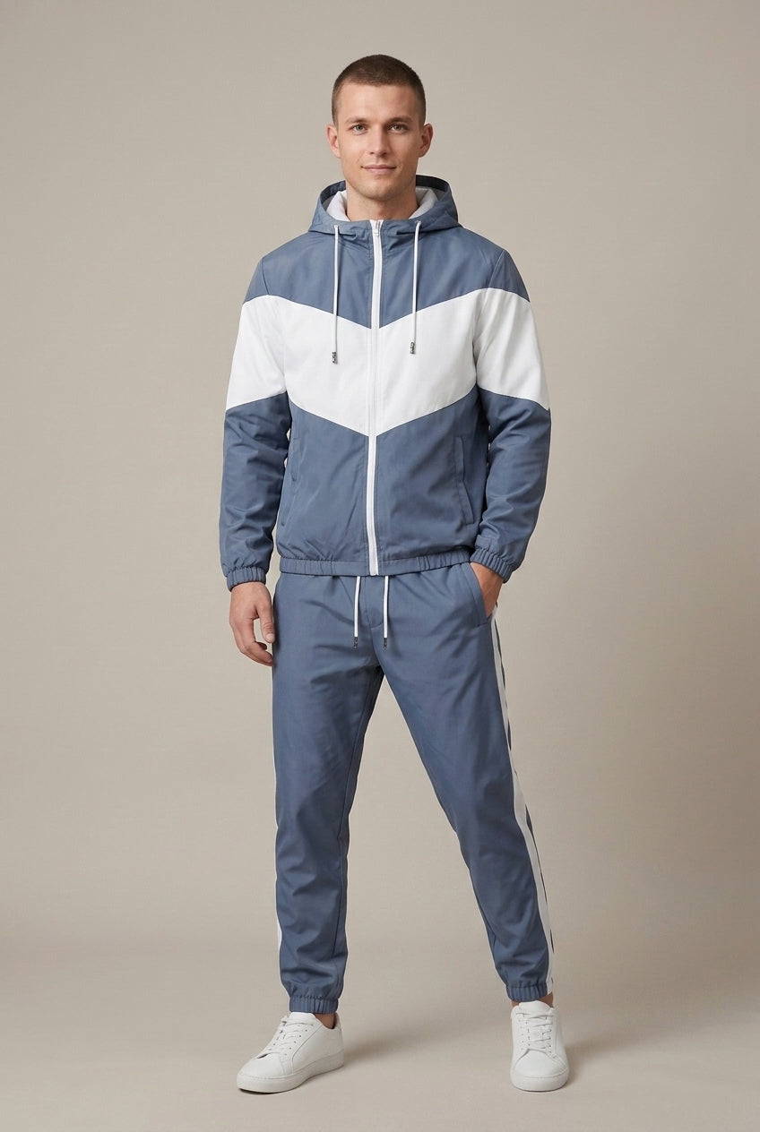 Men Set | Hooded Track Jacket and Jogger with Contrast Panels