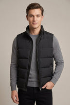 Men Cardigan | Quilted Stand Collar Full-Zip Sleeveless Vest
