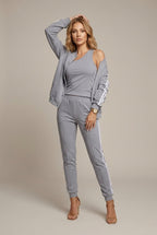 Women Set | Three-Piece Tracksuit with Contrast Stripe Trim