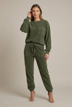 Women Set | Crew Neck Sweatshirt and Drawstring Joggers