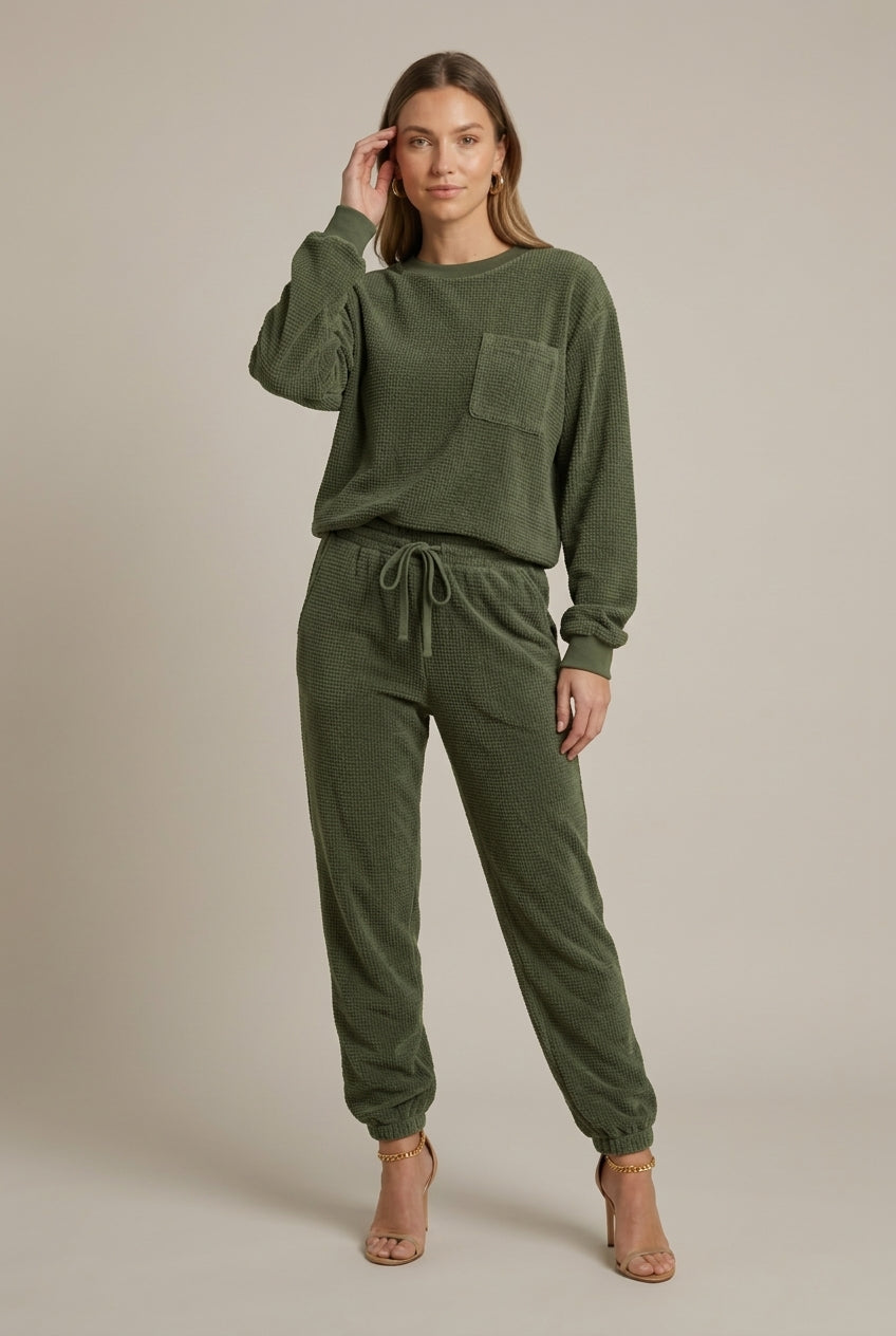 Women Set | Crew Neck Sweatshirt and Drawstring Joggers