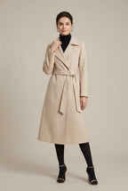 Women Coat | Belted Wrap Silhouette with Notch Lapel