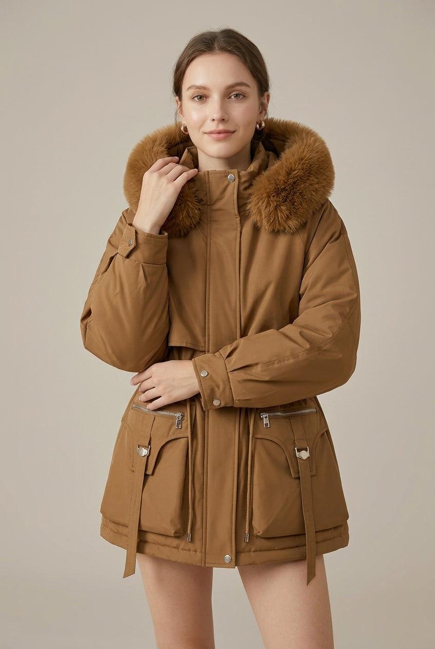 Women Parka | Quilted Shell with Faux Fur-Trimmed Hood