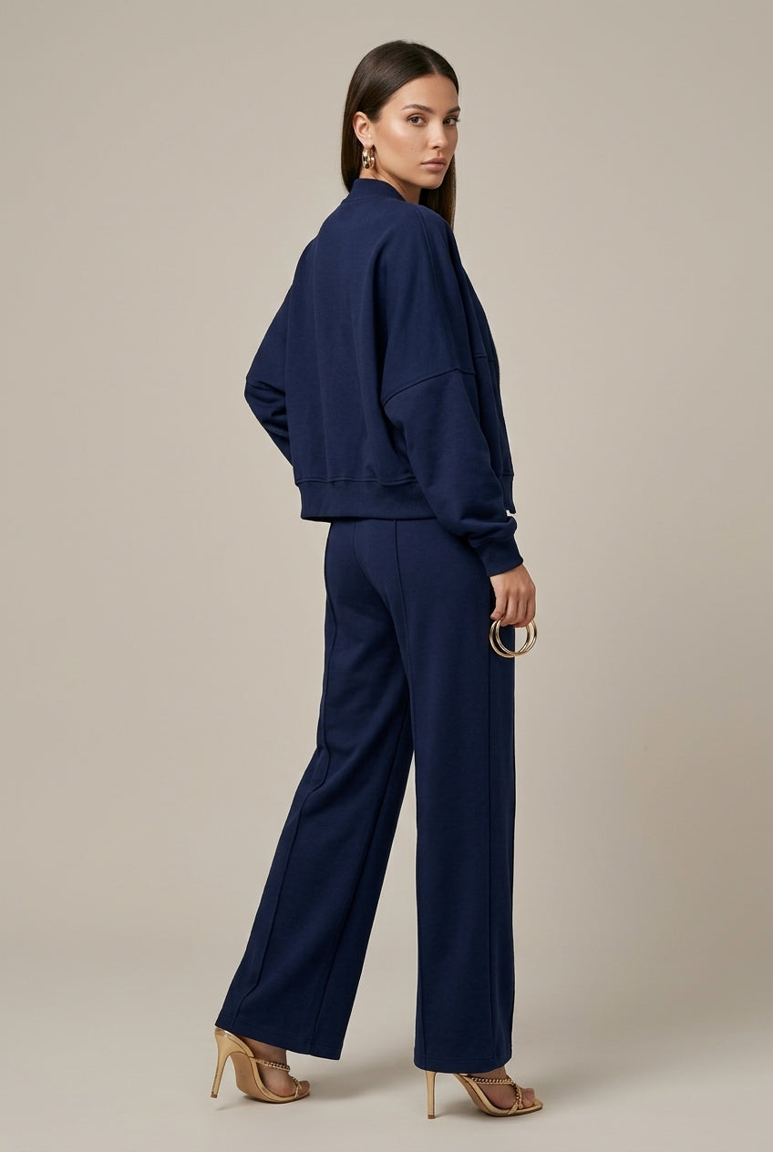 Women Set | Zip-Front Long Sleeve Top with Matching Trousers