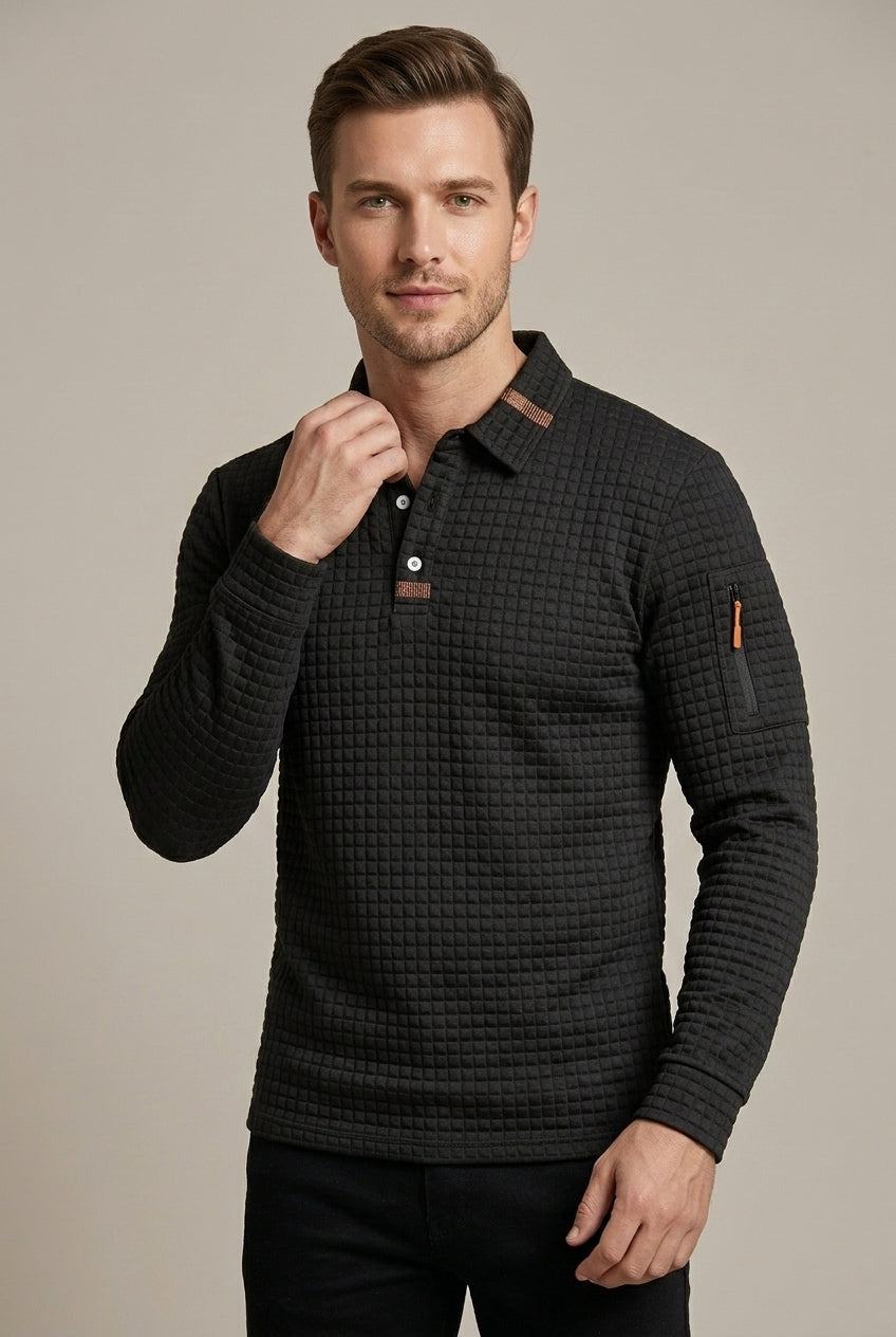 Men Polo Shirt | Quilted Construction with Sleeve Zip Pocket