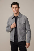 Men Jacket | Full-Zip Closure with Point Collar Regular Fit