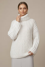 Women Sweater | Oversized Ribbed Knit with Turtleneck Collar