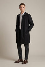 Men Coat | Button Front Spread Collar Below Knee Length