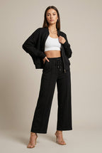 Women Set | Zip-Front Long Sleeve Top with Matching Trousers