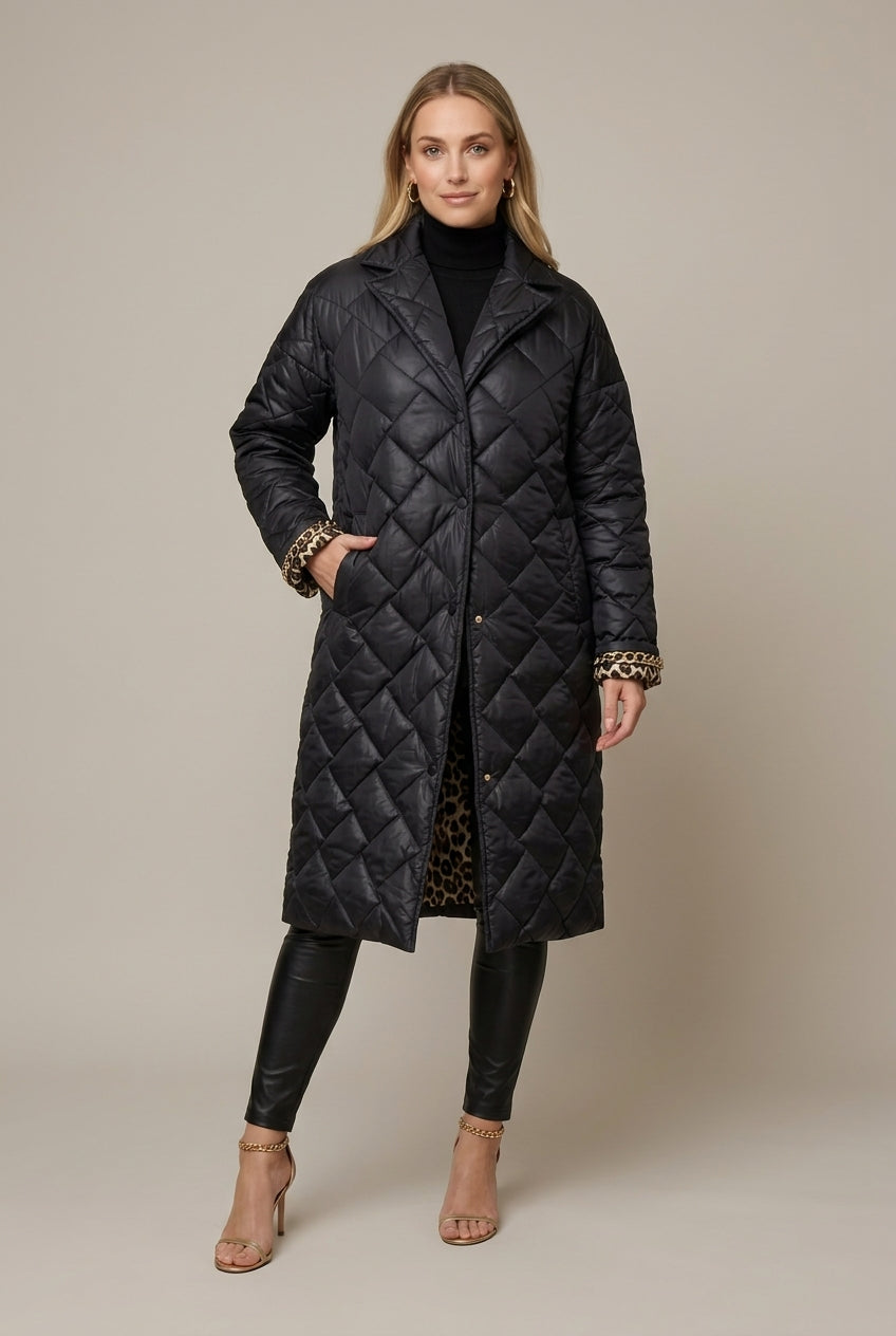 Women Puffer Jacket | Longline Quilted Reversible Design