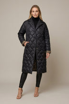 Women Puffer Jacket | Longline Quilted Reversible Design