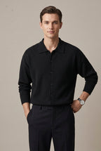 Men Cardigan | Oversized Fit with Spread Collar Button Front