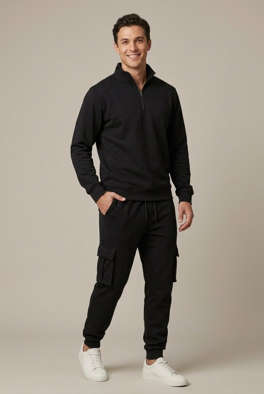 Men Set | Quarter-Zip Sweatshirt and Cargo Jogger Fit
