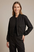 Women Jacket | Relaxed Fit Bomber with Button Front Closure