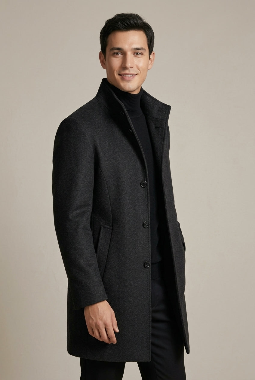 Men Coat | Slim Fit with Notch Lapel Two-Button Front