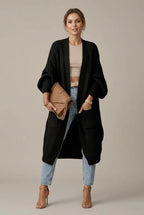Women Cardigan | Open-Front Long Sleeve Relaxed Fit